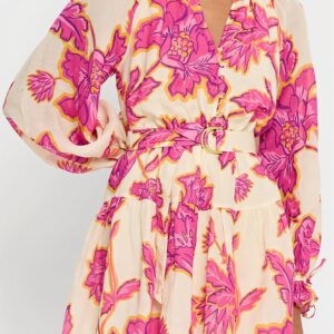 Sexy All Over Print Long Sleeve Slim Mini Dress