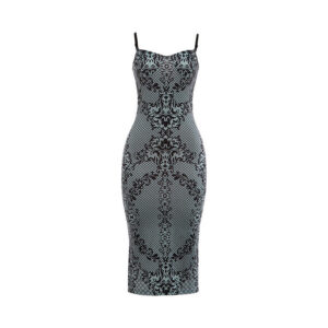 Cami Plunge Cutout Back Slit Print Maxi Dress