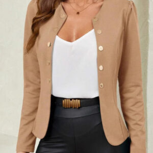 Button Up Fitted Blazer Jacket