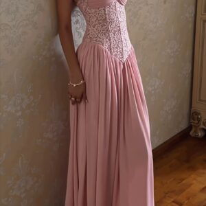 Lace Splice Flowy Hem Solid Cami Dress