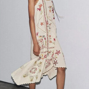 Floral Embroidered Asymmetric Boho Dress